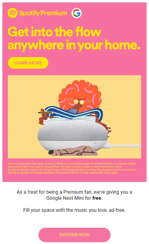 Get free google home mini with spotify premium